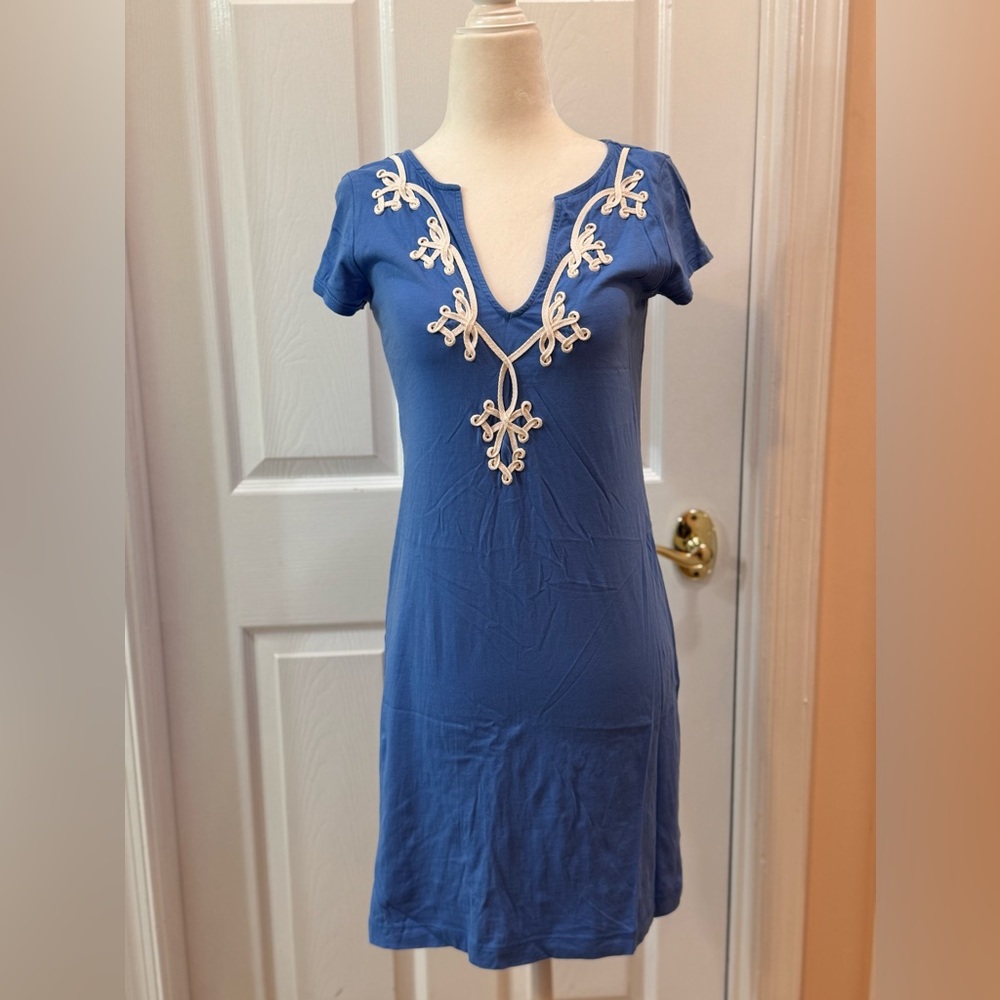 Lilly Pulitzer Brewster Pima Blue Haven Embroidered Dress - Size XS